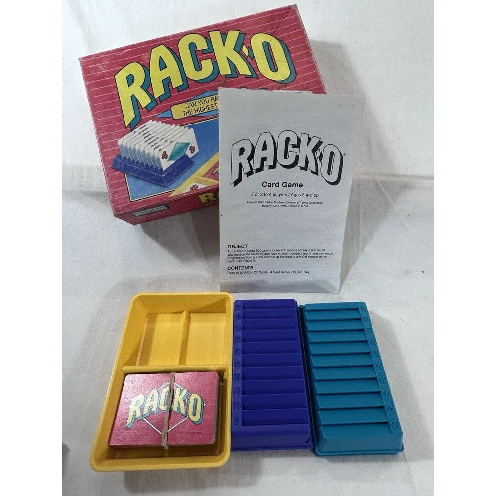 RACK-O 1992 Card Game Parker Brothers PB #40073 Vintage Games Complete Pre-Owned